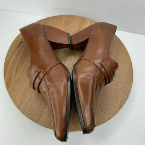 Rush Hour Womens Pointed Leather Brown Heeled‎ Loafers Size 8.5 Vintage - Picture 4 of 8
